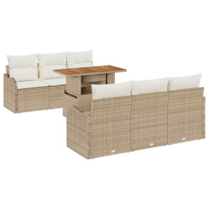 Conjunto de sofá de jardín 7 pcs Beige Poliratán H
