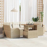 Conjunto de sofá de jardín 7 pcs Beige Poliratán 1