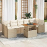 Conjunto de sofá de jardín 8 pcs Beige Poliratán 1