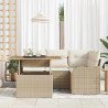 Conjunto de sofá de jardín 5 pcs Beige Poliratán 3