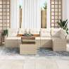 Conjunto de sofá de jardín 7 pcs Beige Poliratán 1
