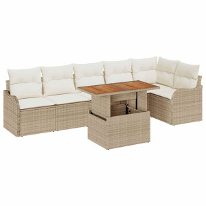 Conjunto de sofá de jardín 7 pcs Beige Poliratán H