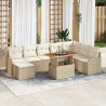 Conjunto de sofá de jardín 9 pcs Beige Poliratán 1
