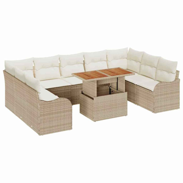 Conjunto de sofá de jardín 10 pcs Beige Poliratán M 2