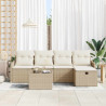 Conjunto de sofá de jardín con cojín 6 pcs Beige Poliratán 3
