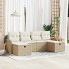Conjunto de sofá de jardín con cojín 6 pcs Beige Poliratán 1