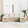 Conjunto de sofá de jardín con cojín 6 pcs Beige Poliratán 3