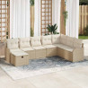 Conjunto de sofá de jardín con cojín 8 pcs Beige Poliratán 1