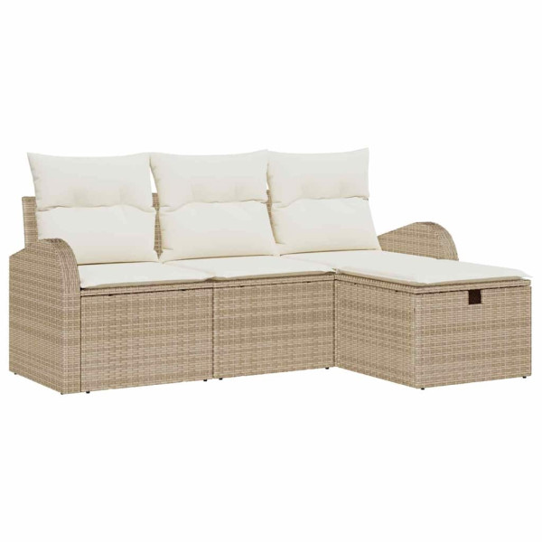 Conjunto de sofá de jardín con cojín 4 pcs Beige Poliratán M 2
