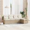 Conjunto de sofá de jardín con cojín 5 pcs Beige Poliratán 1