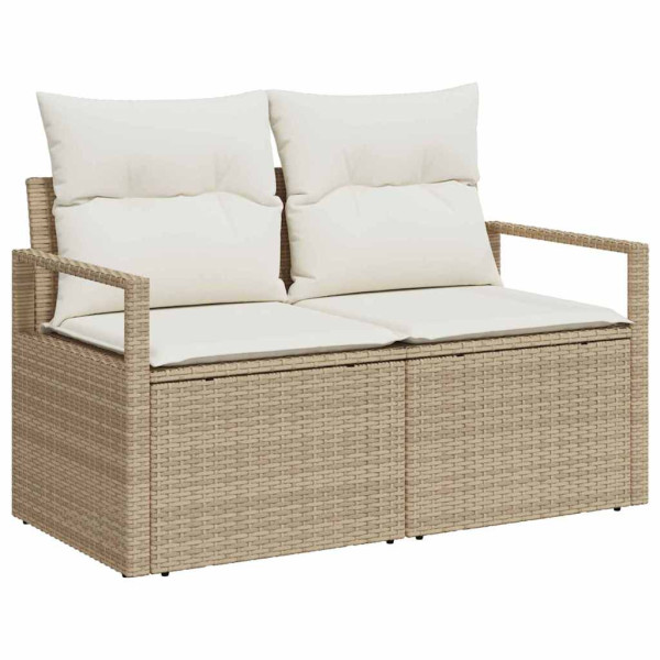Conjunto de sofá de jardín con cojín 5 pcs Beige Poliratán M 4