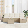 Conjunto de sofá de jardín con cojín 6 pcs Beige Poliratán 3
