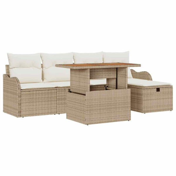 Conjunto de sofá de jardín 6 pcs Beige ratán sintético M 2