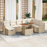 Conjunto de sofá de jardín 9 pcs Beige ratán sintético 1