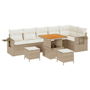 Conjunto de sofá de jardín 9 pcs Beige Poliratán H
