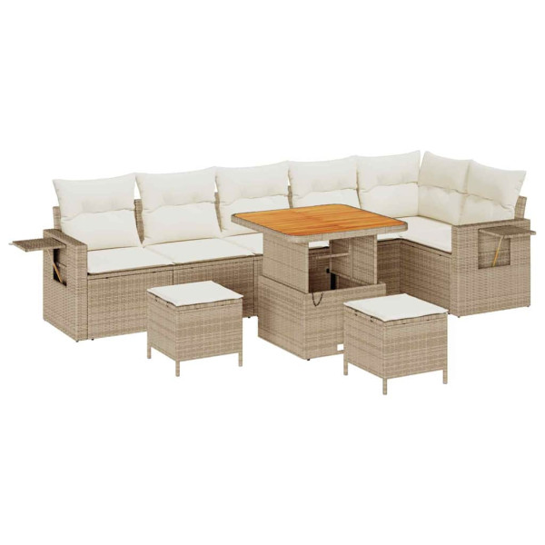 Conjunto de sofá de jardín 9 pcs Beige Poliratán M 2
