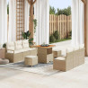 Conjunto de sofá de jardín 9 pcs Beige Poliratán 1