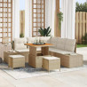 Conjunto de sofá de jardín 8 pcs Beige Poliratán 1