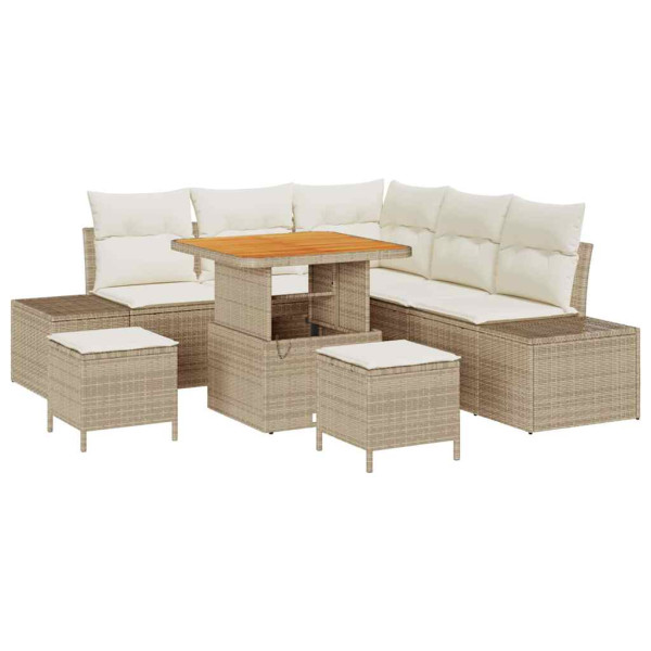 Conjunto de sofá de jardín 8 pcs Beige Poliratán M 2