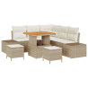 Conjunto de sofá de jardín 8 pcs Beige Poliratán 2