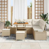 Conjunto de sofá de jardín 8 pcs Beige Poliratán 3