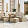 Conjunto de sofá de jardín 8 pcs Beige Poliratán 1