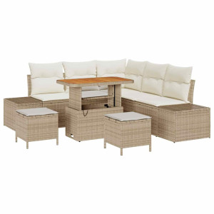 Conjunto de sofá de jardín 8 pcs Beige Poliratán H