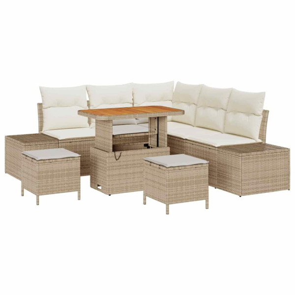 Conjunto de sofá de jardín 8 pcs Beige Poliratán M 2