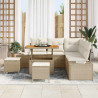 Conjunto de sofá de jardín 8 pcs Beige Poliratán 3