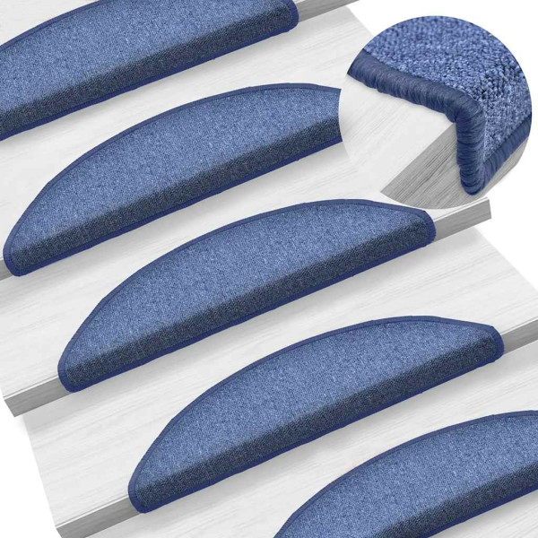 Alfombrillas para escaleras 30 unidades 56x17x3 cm Azul Semicircular M 5