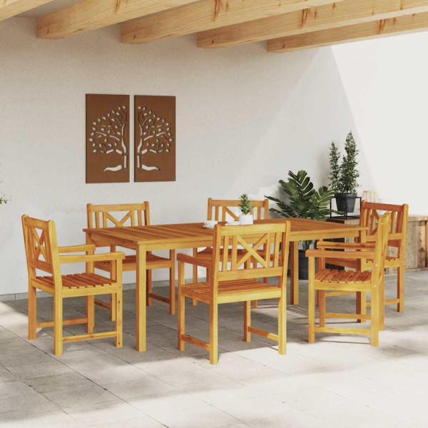 Conjunto de Comedor de Jardín 7 pcs Marrón M 4