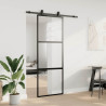 Puerta corredera con herrajes negro 76x205 cm vidrio templado 3