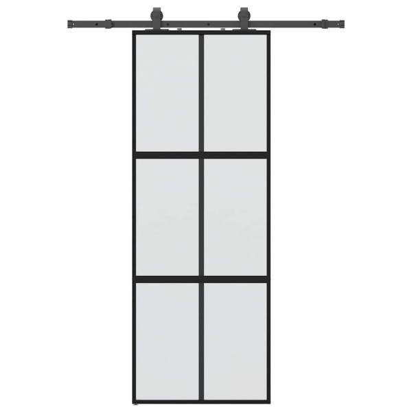 Puerta corredera con herrajes negro 76x205 cm vidrio templado M 2