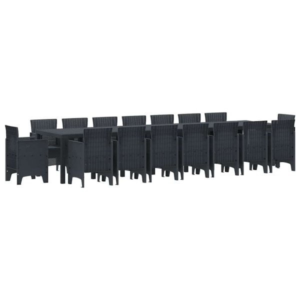 Conjunto de Comedor de Jardín 17 pcs Antracita Ratan Polt M 2