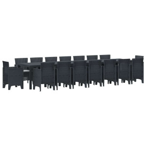 Conjunto de Comedor de Jardín 17 pcs Antracita Ratan Polt H