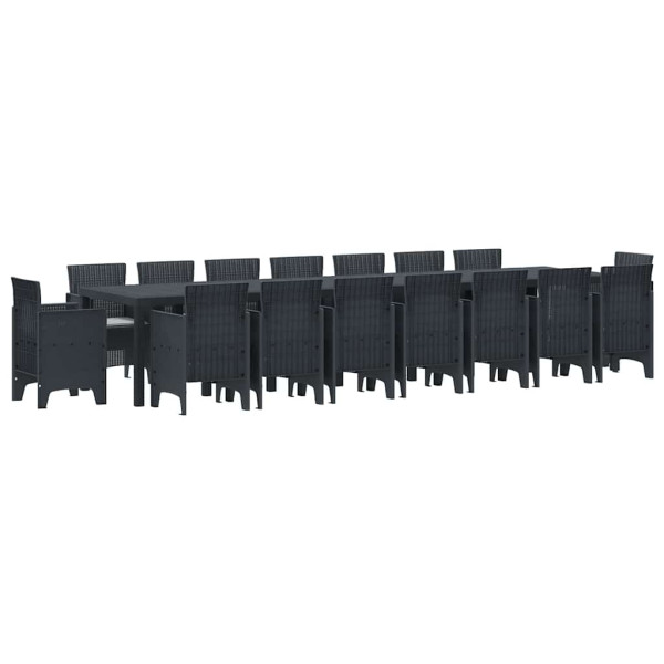 Conjunto de Comedor de Jardín 17 pcs Antracita Ratan Polt M 2