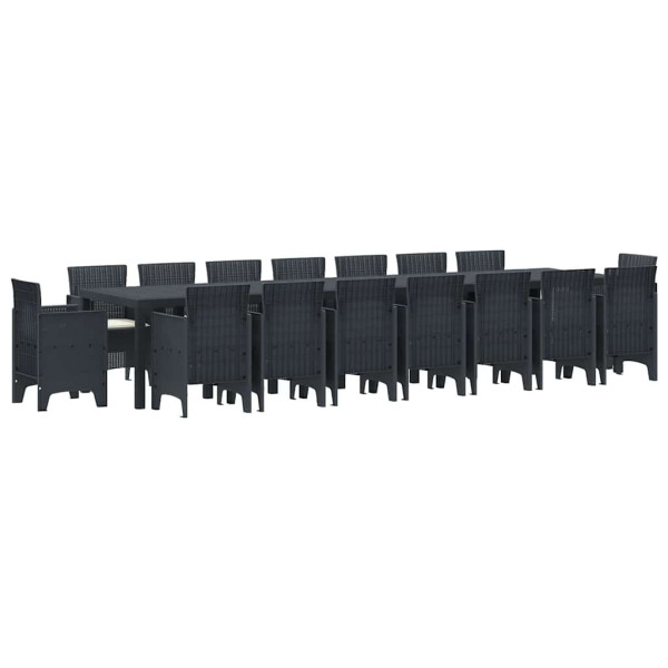 Conjunto de Comedor de Jardín 17 pcs Antracita Ratan Polt M 2