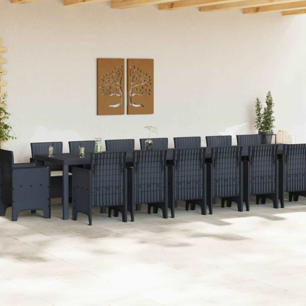 Conjunto de Comedor de Jardín 17 pcs Antracita Ratan Polt M 3
