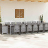 Conjunto de Comedor de Jardín 17 pcs Gris Claro Ratan Polt 3