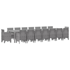 Conjunto de Comedor de Jardín 17 pcs Gris Claro Ratan Polt H