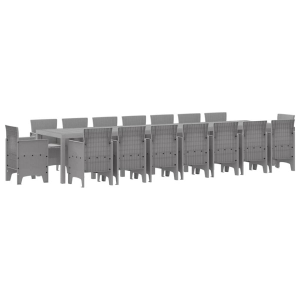 Conjunto de Comedor de Jardín 17 pcs Gris Claro Ratan Polt M 2