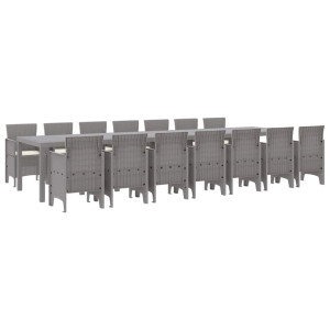 Conjunto de Comedor de Jardín 15 pcs Gris Claro Ratan Polt H
