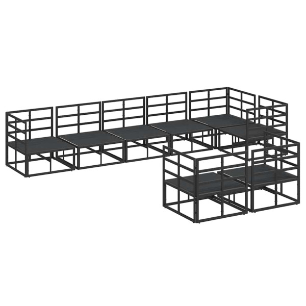 Conjunto de sofá de jardín con cojín 8 pcs Negro Aluminio M 5