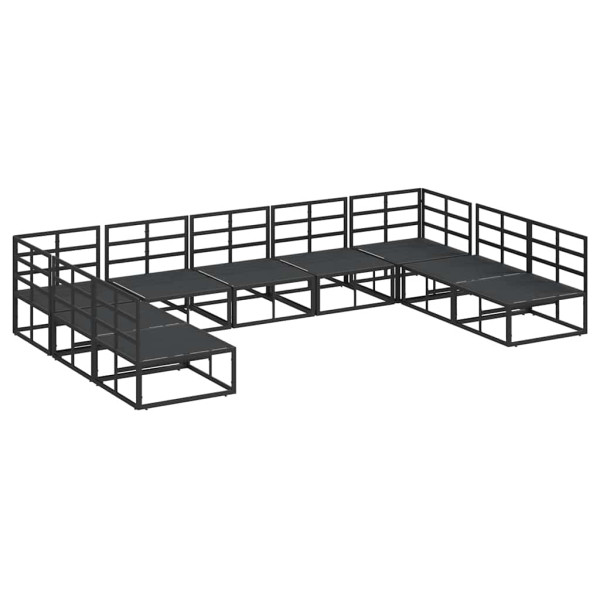 Conjunto de sofá de jardín con cojín 9 pcs Negro Aluminio M 5