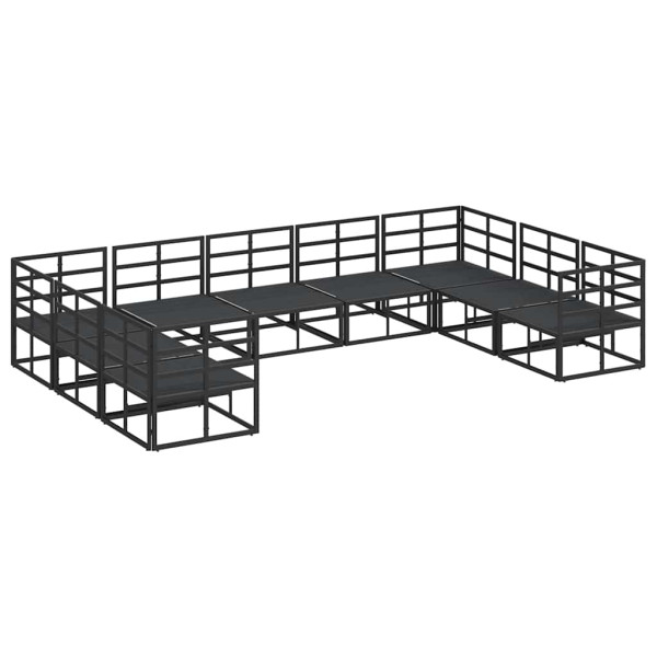 Conjunto de sofá de jardín con cojín 9 pcs Negro Aluminio M 5