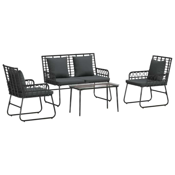 Conjunto de Muebles de Jardín con cojín 4 pcs Negro y Antracita M 2
