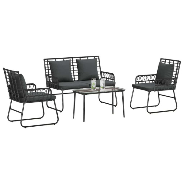 Conjunto de Muebles de Jardín con cojín 4 pcs Negro y Antracita M 3