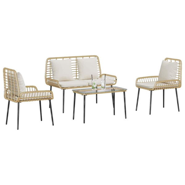 Conjunto de Muebles de Jardín 4 pcs Marrón Negro Crema M 3