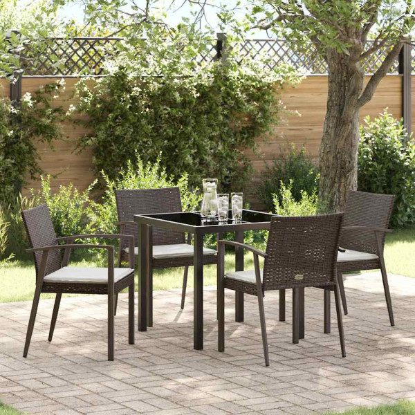 Conjunto de Comedor de Jardín 5 pcs Marrón Poliratán D
