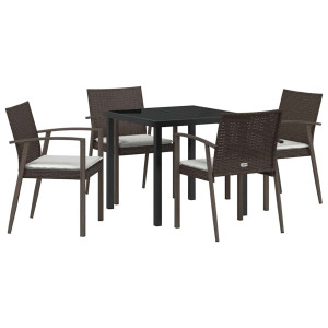 Conjunto de Comedor de Jardín 5 pcs Marrón Poliratán H